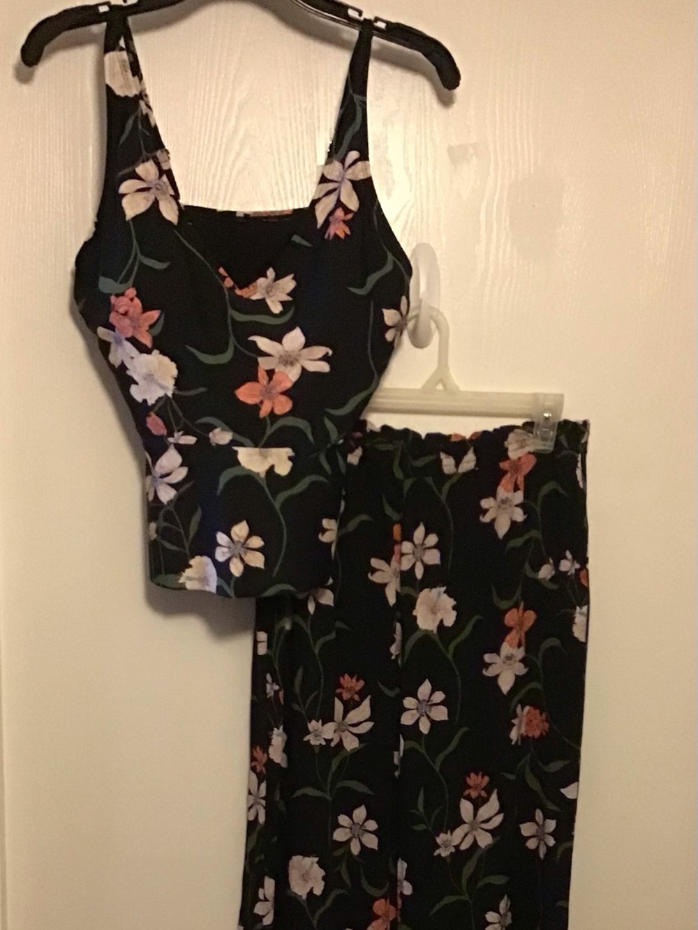 Shade & Shore Black Floral Swim Top with Pants